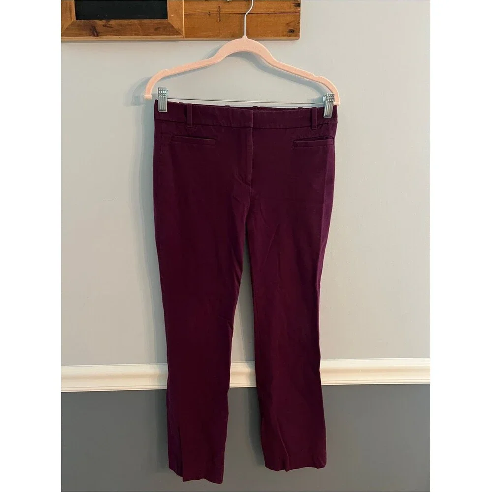 J.Crew Stretch Slim Ankle Pants Burgundy Plum Career Work Office Size US 2